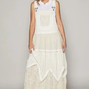 POL - Layered Embroidery Overalls Dress M/L